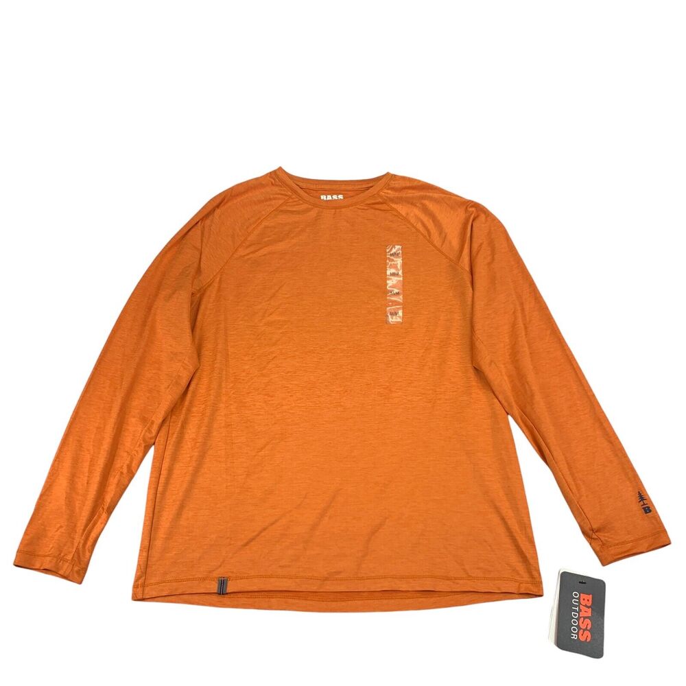 Bass Outdoor Mens Boundary Trek Performance Long Sleeve T-Shirt Apricot Orange M